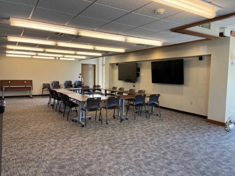 Large Room with tables set up in a rectangle