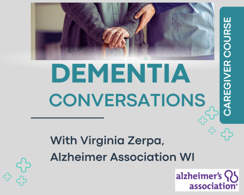 Dementia Conversations caregiver course, a person supporting another person walking