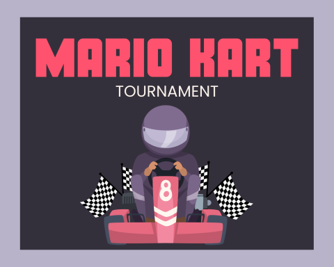 Go Kart with black and white checkered flags