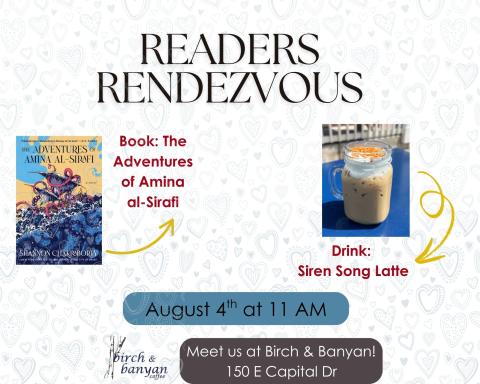 photo of the book The Adventures of Amina Al-Sirafi & Siren Song Latte with details about the meeting