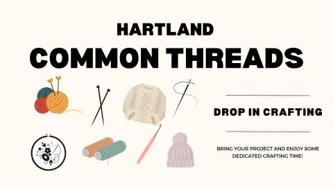 drawn images of crochet, knitting, embroidery and other crafting tools