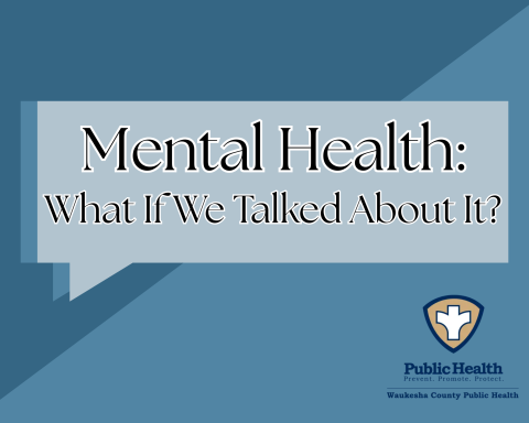 Waukesha County Public Health logo and a speech bubble with the title of the event