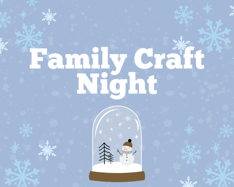 Snowman in snowglobe on a light blue snowflake background