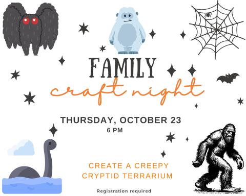 bigfoot, mothman, yeti, nessie, and a spider web