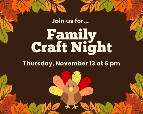 Cartoon Turkey on brown background with leaves