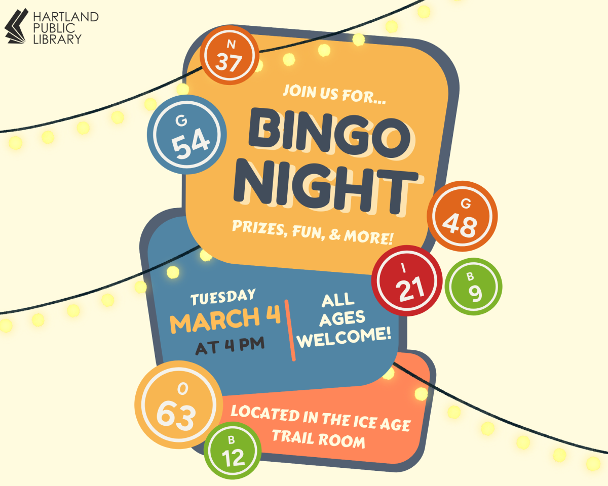 BINGO Night flyer with BINGO game pieces and string lights